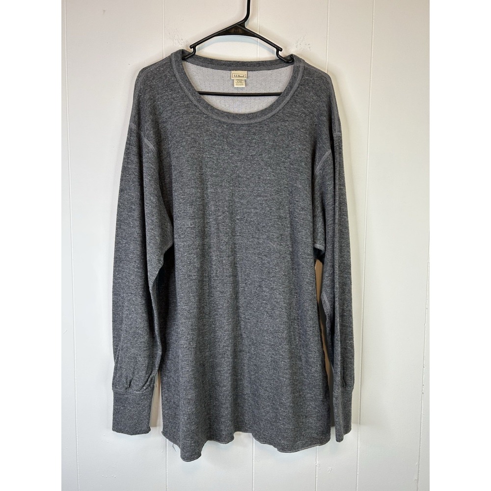 L.L. Bean Men's Long Sleeve Thermal Shirt Gray Outdoor Layering 250